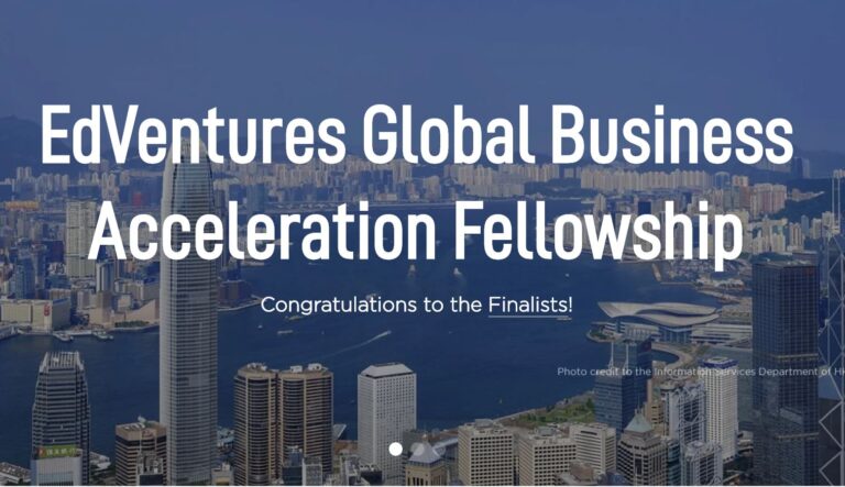 Edventures Global business accelerator banner with congratulations to the finalists